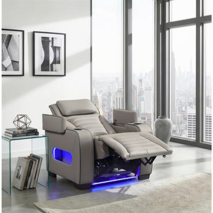 Cyber Power Reclining Chair with Power Headrest, Cup holder, Storage Arms(Top and Side), Air Massage, Heat, LED Lighting and Charging Ports
