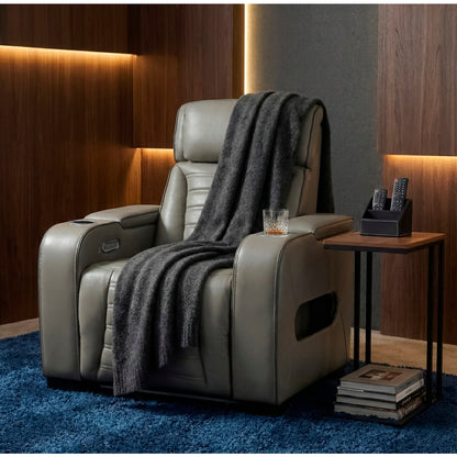 Cyber Power Reclining Chair with Power Headrest, Cup holder, Storage Arms(Top and Side), Air Massage, Heat, LED Lighting and Charging Ports