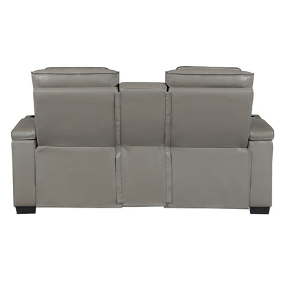 Cyber Power Double Reclining Love Seat with Center Console, Power Headrests, Storage Arms(Top and Side) ,Cup Holders, Wireless Speakers with Sub-Woofer, Air Massage, Heat, LED Lighting and Charging Ports