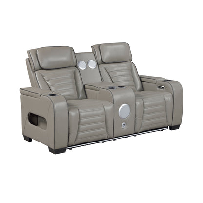 Cyber Power Double Reclining Love Seat with Center Console, Power Headrests, Storage Arms(Top and Side) ,Cup Holders, Wireless Speakers with Sub-Woofer, Air Massage, Heat, LED Lighting and Charging Ports