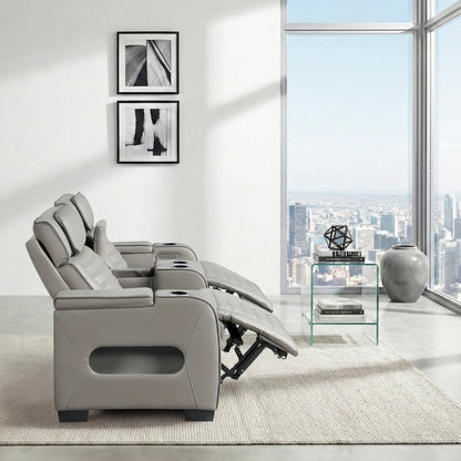 Cyber Power Double Reclining Love Seat with Center Console, Power Headrests, Storage Arms(Top and Side) ,Cup Holders, Wireless Speakers with Sub-Woofer, Air Massage, Heat, LED Lighting and Charging Ports