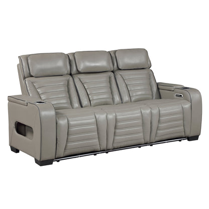Cyber Power Double Reclining Sofa with Center Drop-Down Cup Holders, Power Headrests, Storage Arms(Top and Side) ,Cup holders, Reading Lights, Wireless Charger, Air Massage, Heat, LED Lighting and Charging Ports