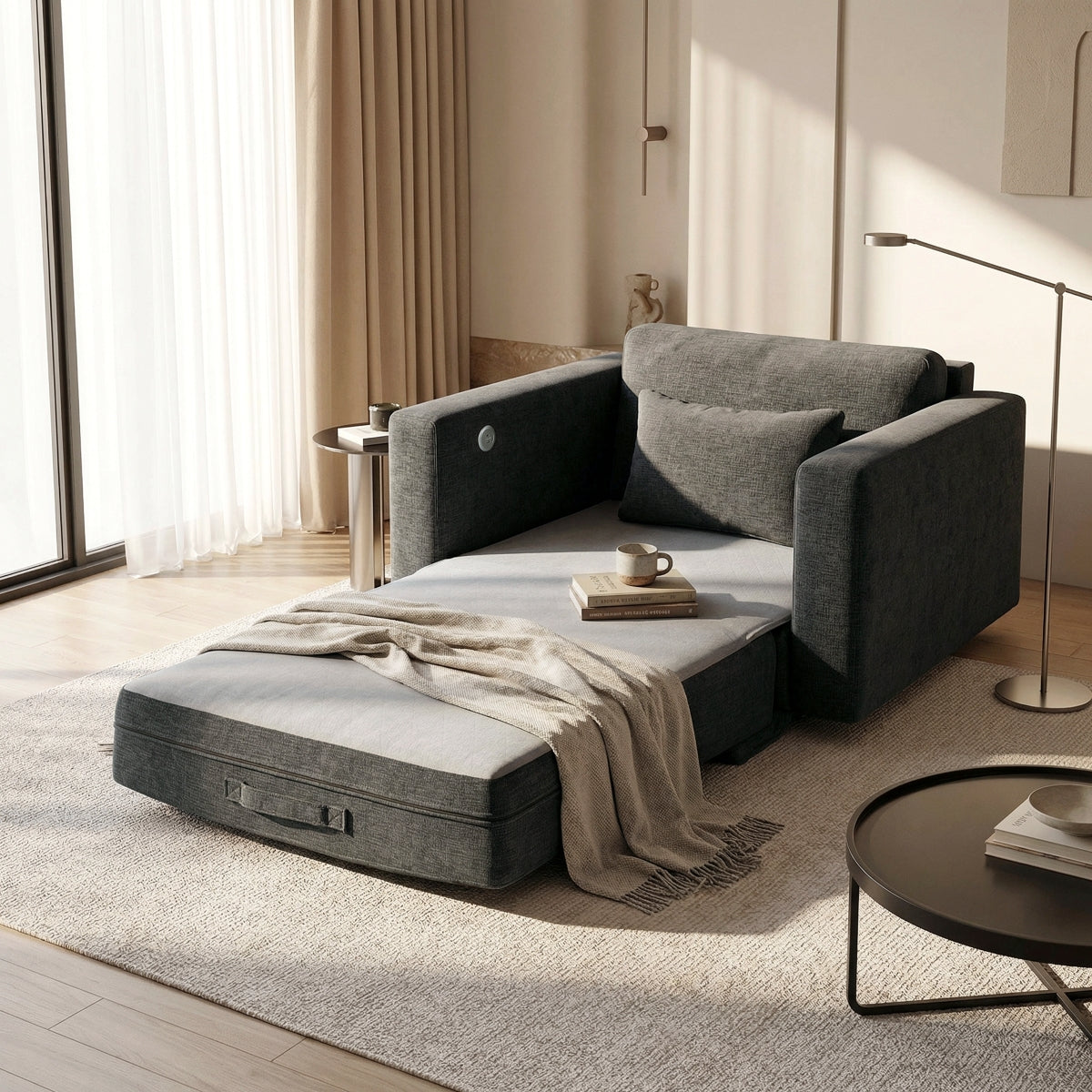 Cumulus Convertible Sleeper Chair with Charging Ports