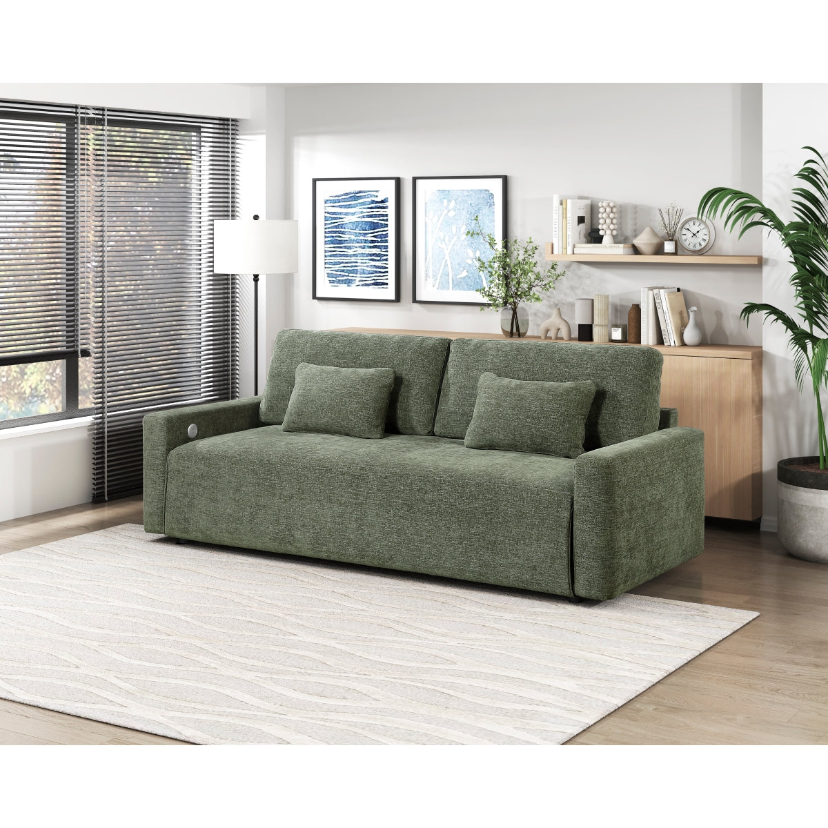 Cumulus Convertible Queen Sleeper Sofa with Charging Ports