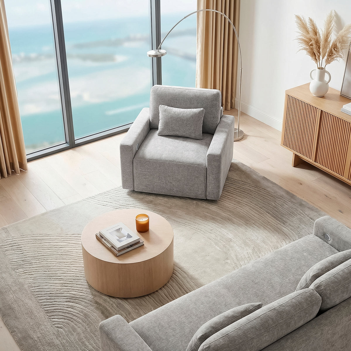 Cumulus Convertible Sleeper Chair with Charging Ports