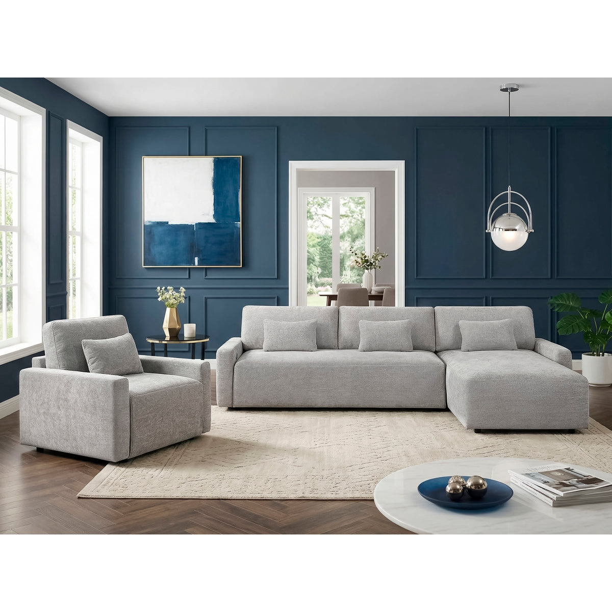 Cumulus 2-Piece Sectional with Convertible Queen Sleeper and Right Side Chaise