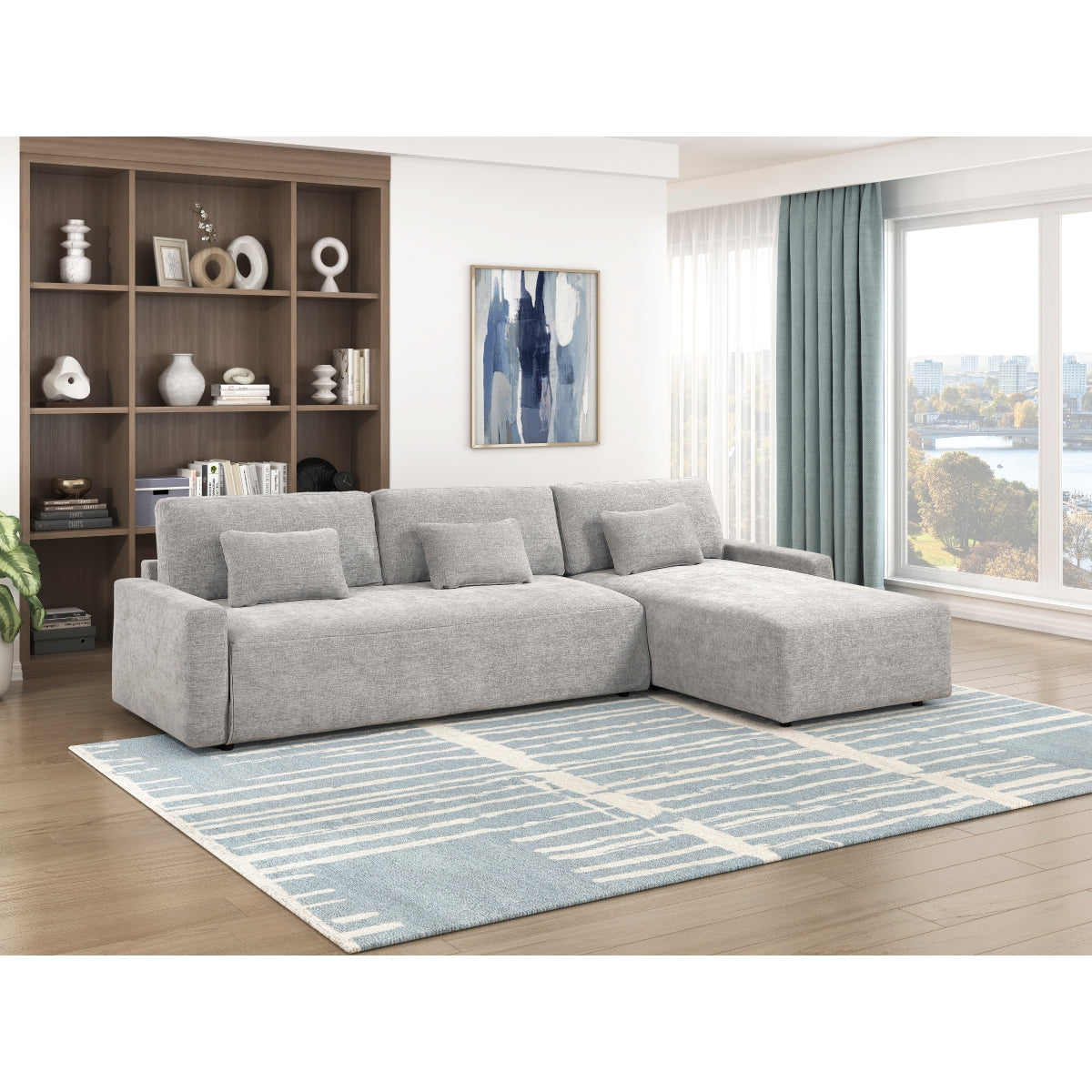 Cumulus 2-Piece Sectional with Convertible Queen Sleeper and Right Side Chaise