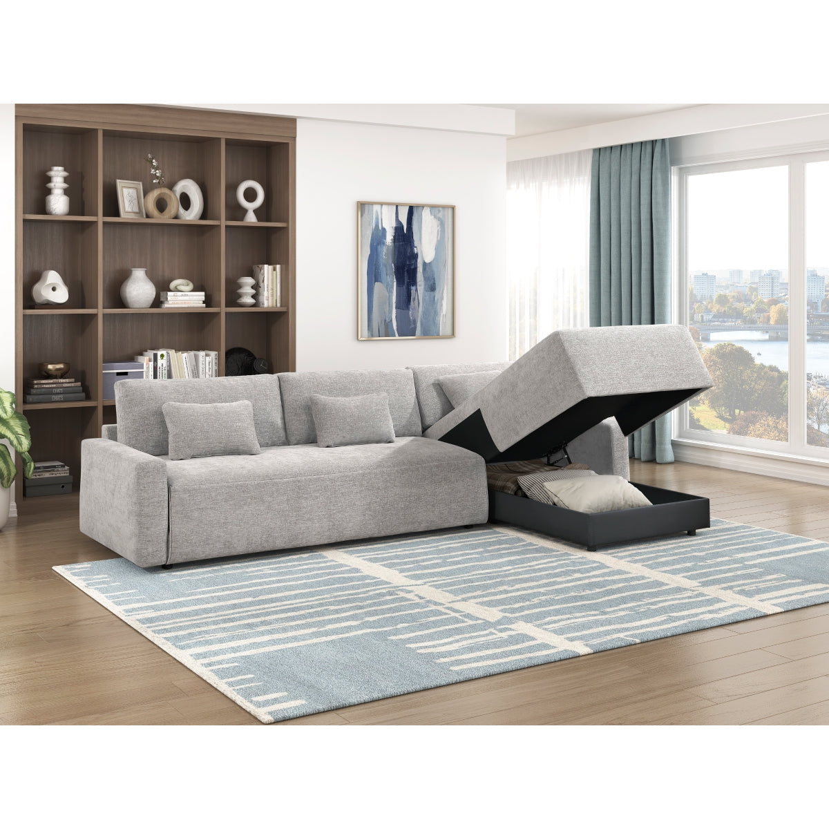 Cumulus 2-Piece Sectional with Convertible Queen Sleeper and Right Side Chaise