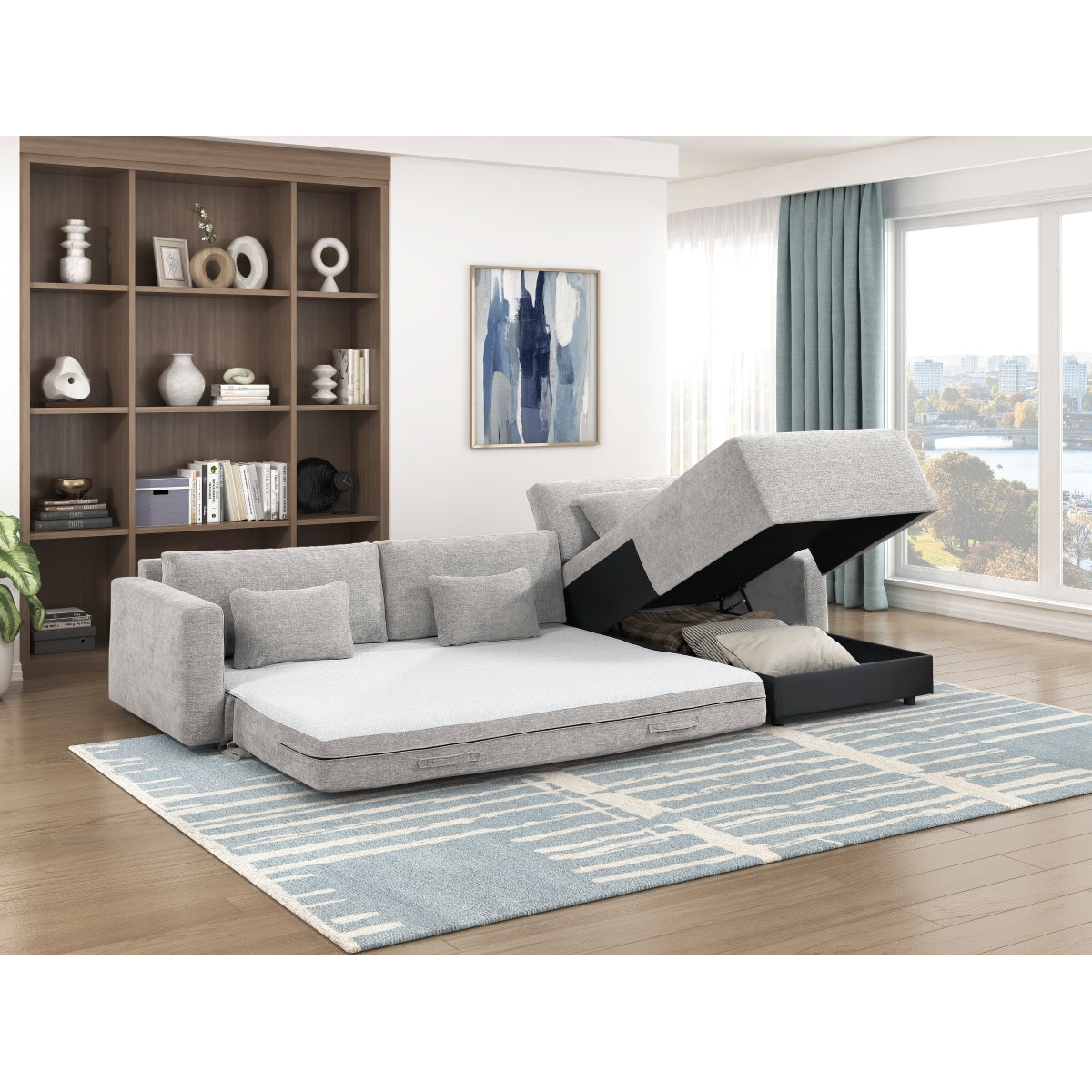Cumulus 2-Piece Sectional with Convertible Queen Sleeper and Right Side Chaise