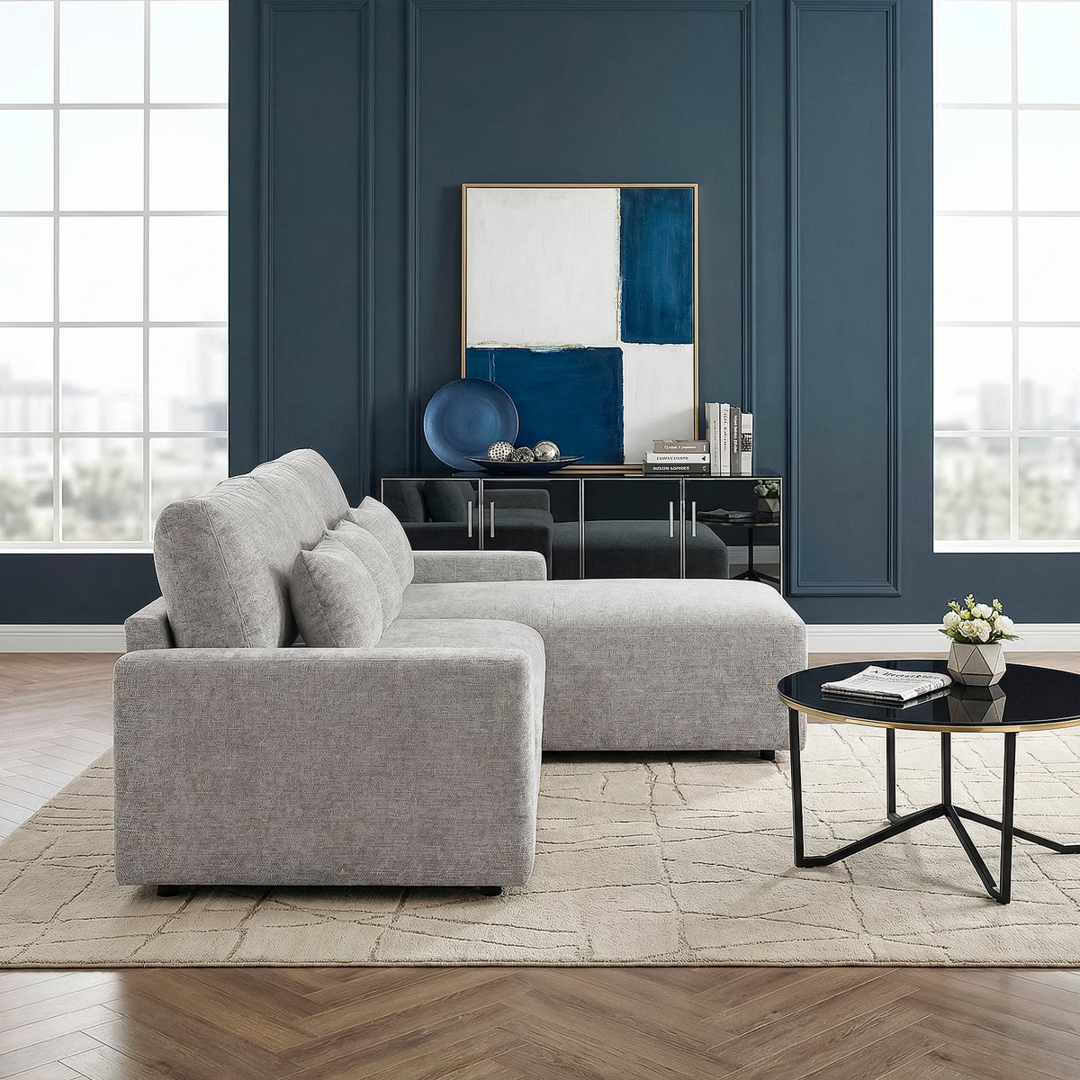 Cumulus 2-Piece Sectional with Convertible Queen Sleeper and Right Side Chaise