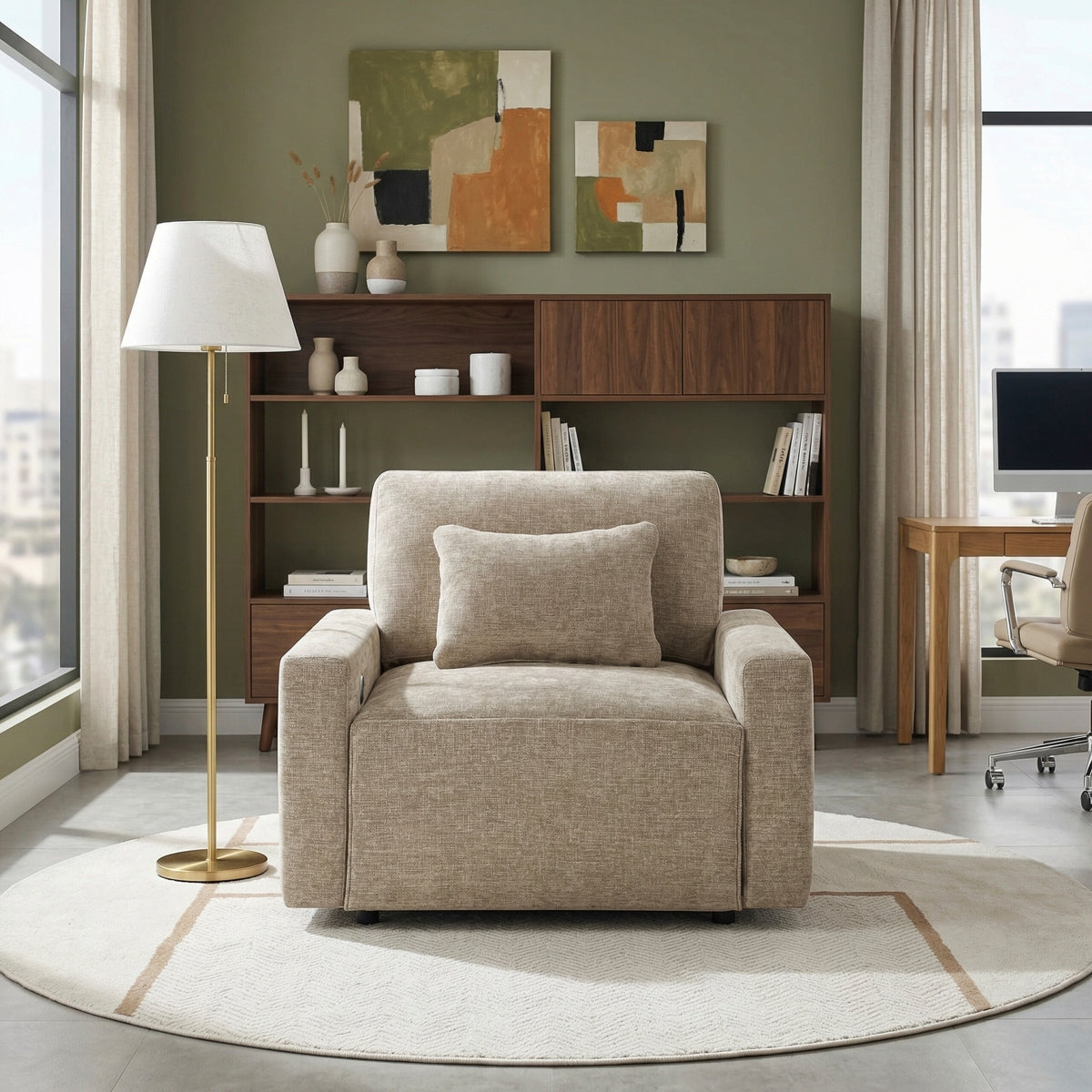 Cumulus Convertible Sleeper Chair with Charging Ports