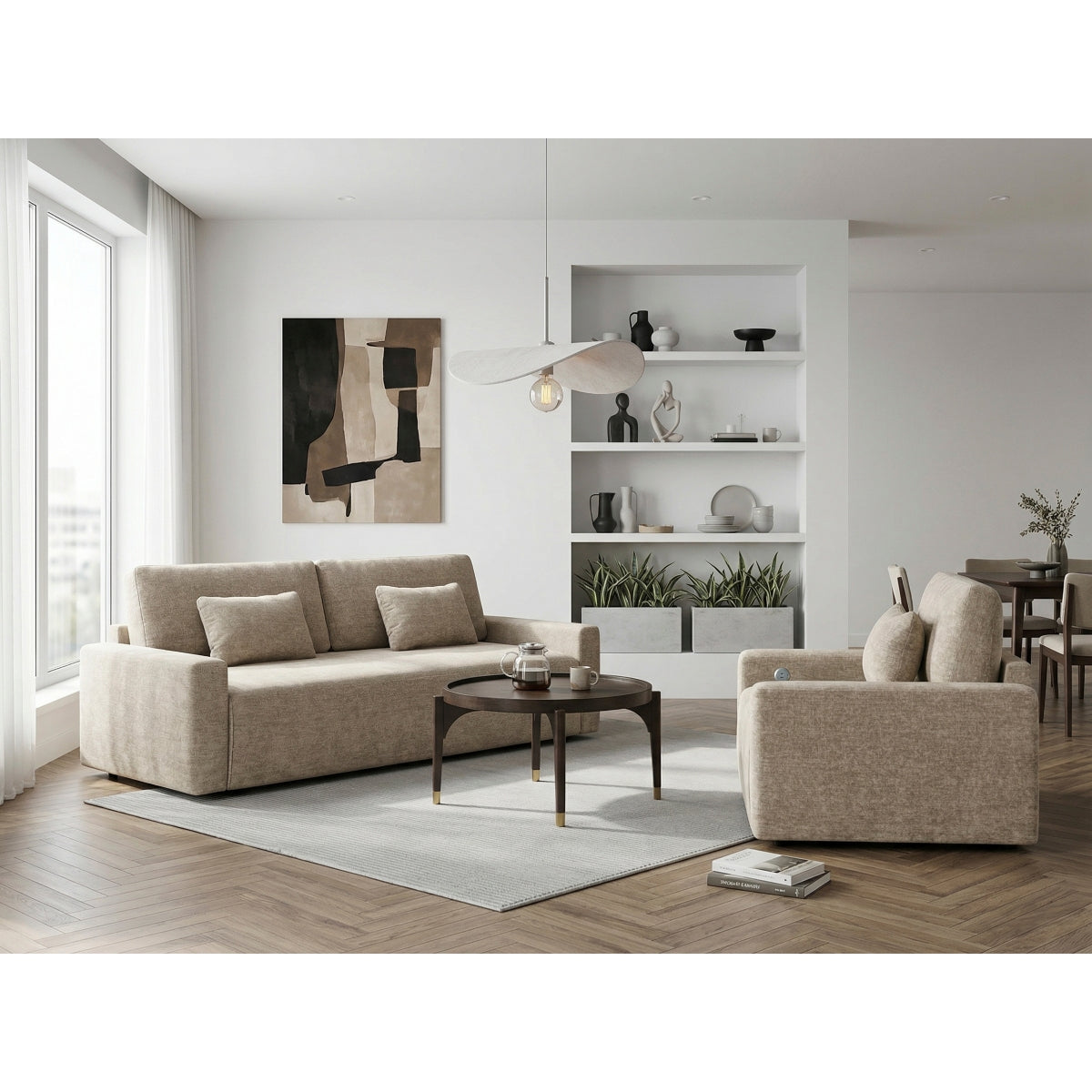 Cumulus Convertible Queen Sleeper Sofa with Charging Ports