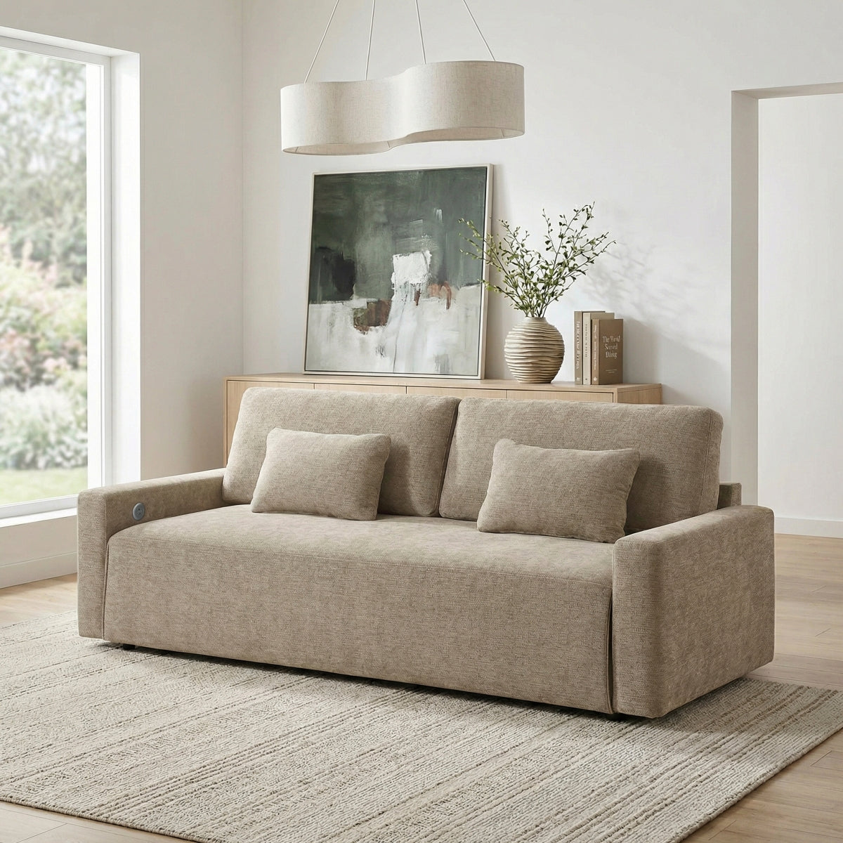 Cumulus Convertible Queen Sleeper Sofa with Charging Ports