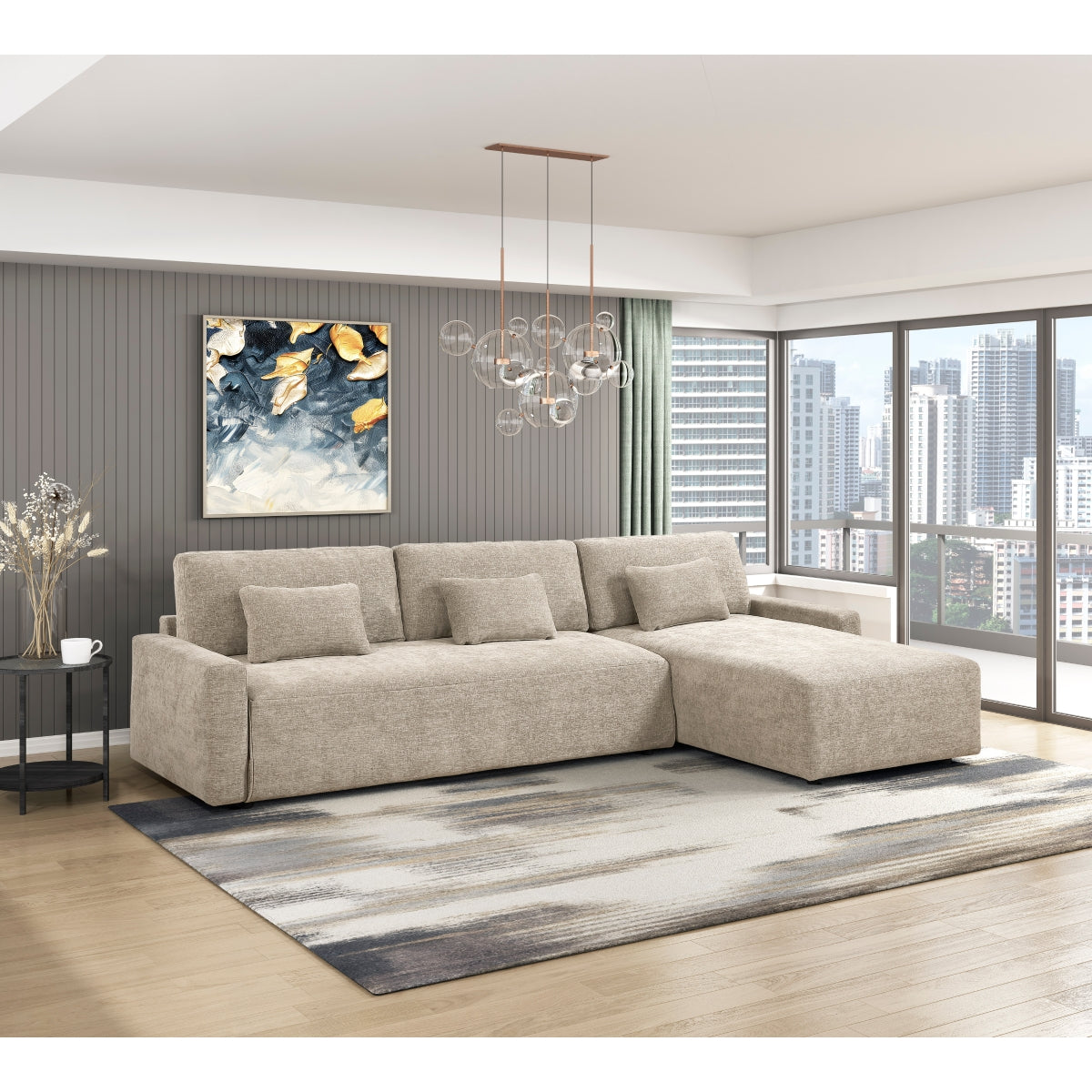 Cumulus 2-Piece Sectional with Convertible Queen Sleeper and Right Side Chaise