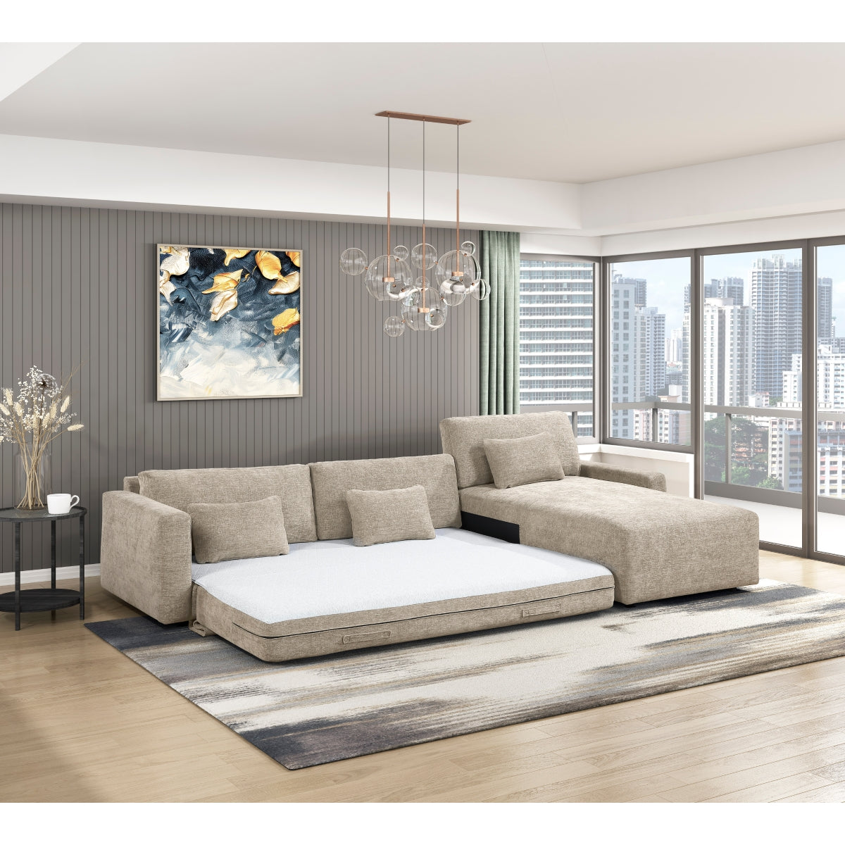 Cumulus 2-Piece Sectional with Convertible Queen Sleeper and Right Side Chaise