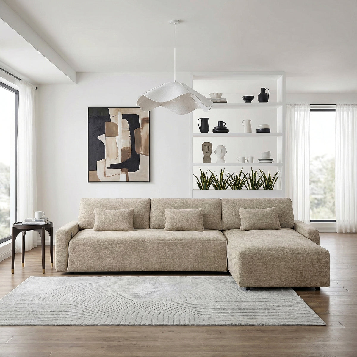 Cumulus 2-Piece Sectional with Convertible Queen Sleeper and Right Side Chaise