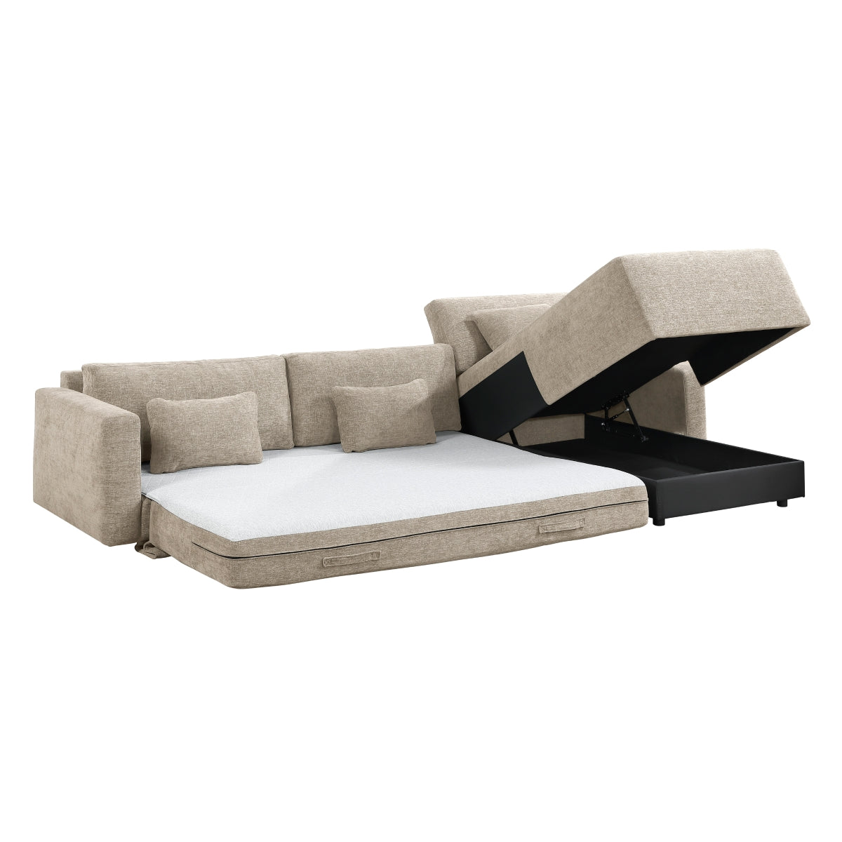 Cumulus 2-Piece Sectional with Convertible Queen Sleeper and Right Side Chaise