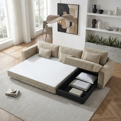 Cumulus 2-Piece Sectional with Convertible Queen Sleeper and Right Side Chaise