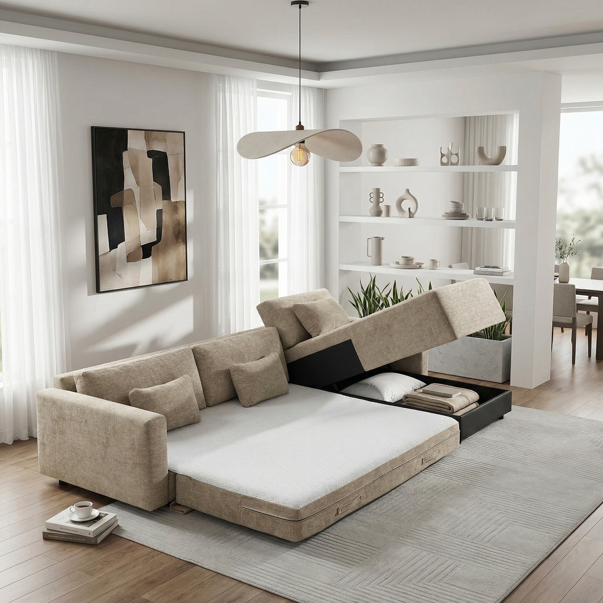 Cumulus 2-Piece Sectional with Convertible Queen Sleeper and Right Side Chaise
