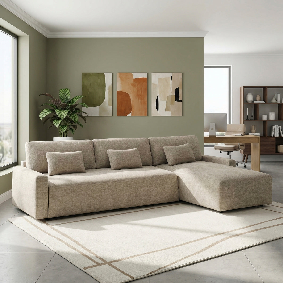 Cumulus 2-Piece Sectional with Convertible Queen Sleeper and Right Side Chaise
