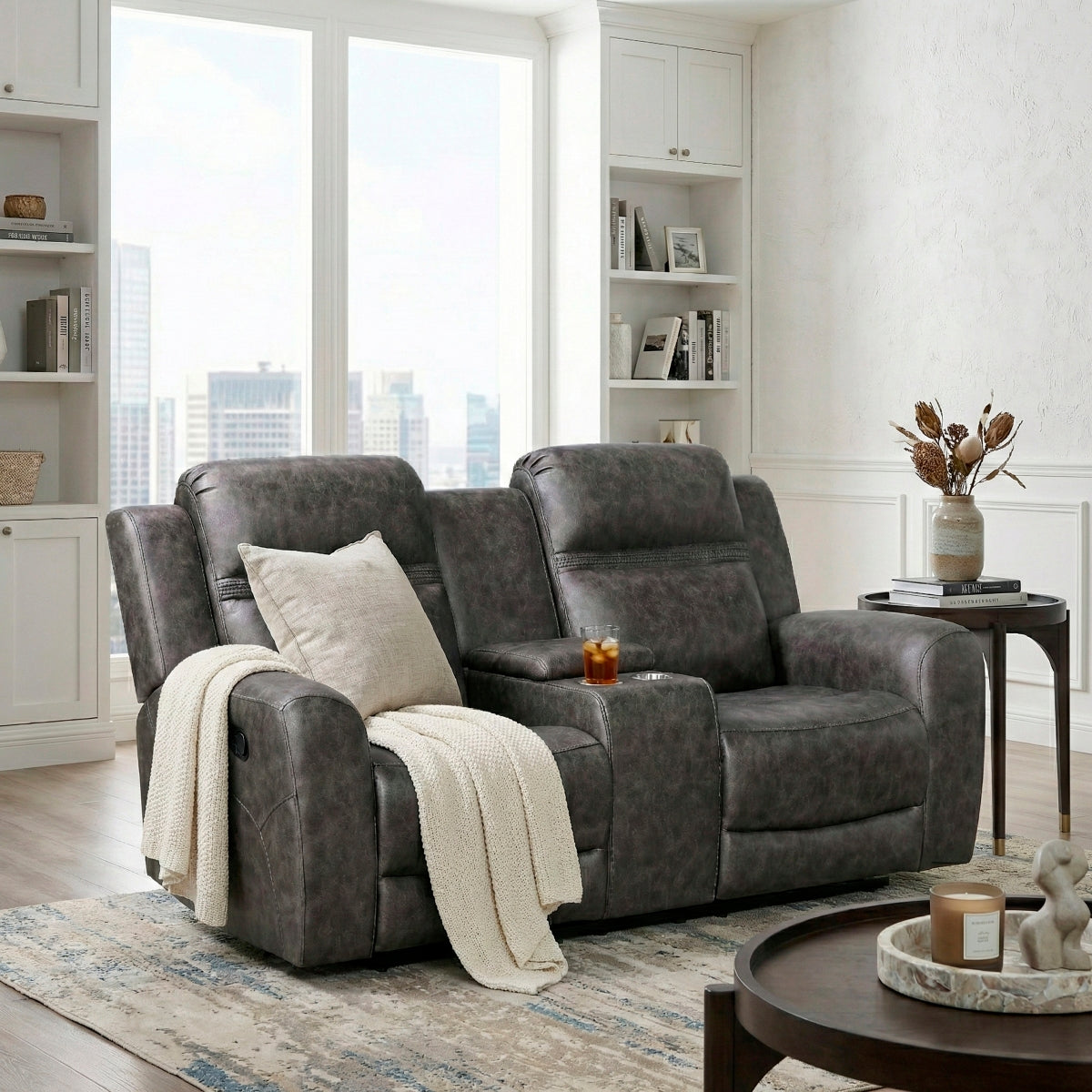Hearth Double Reclining Love Seat with Center Console