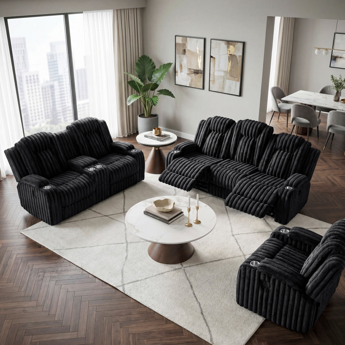 Phyllis Double Reclining Sofa with Cup Holders