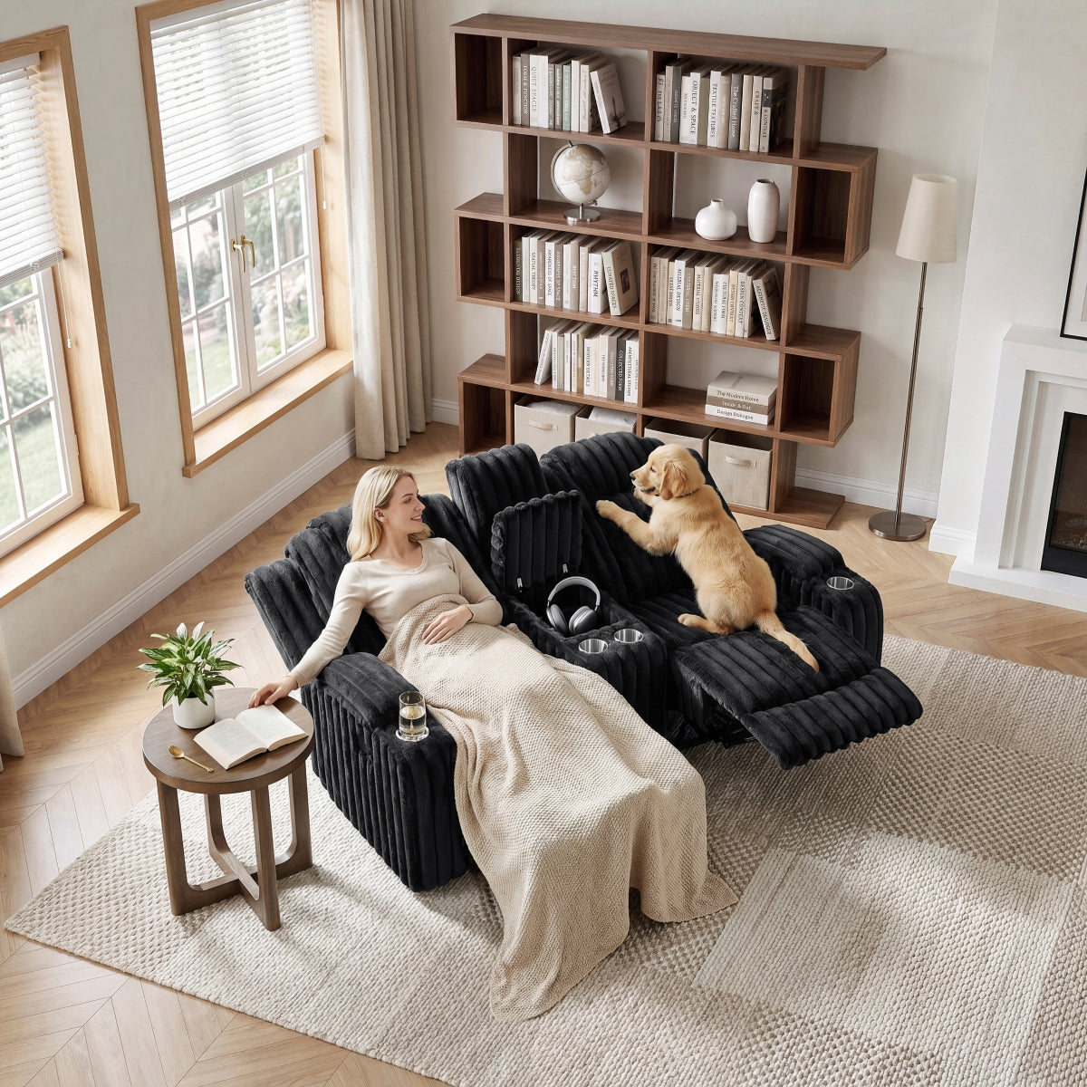 Phyllis Double Reclining Love Seat with Center Console and Cup Holders