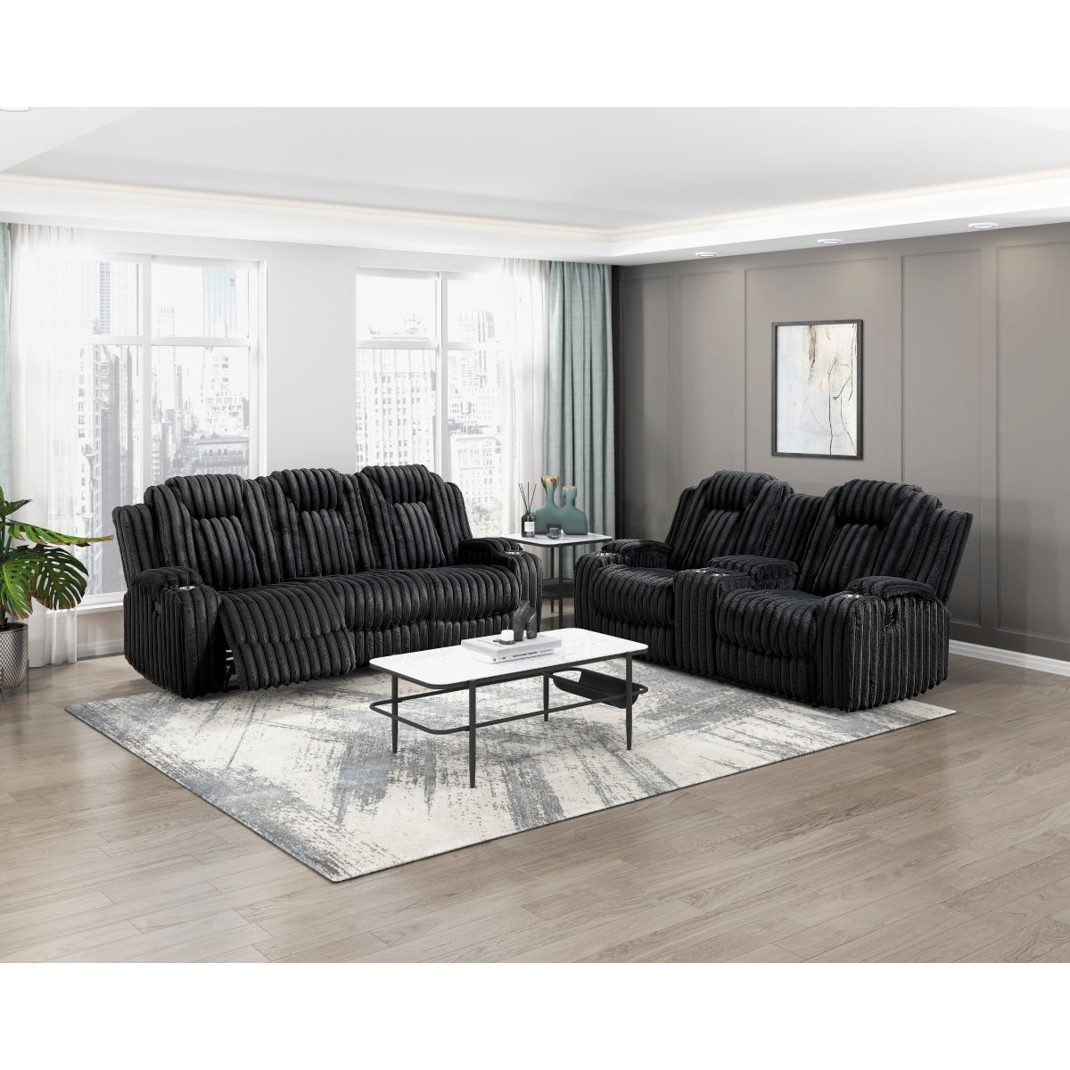 Phyllis Double Reclining Sofa with Cup Holders