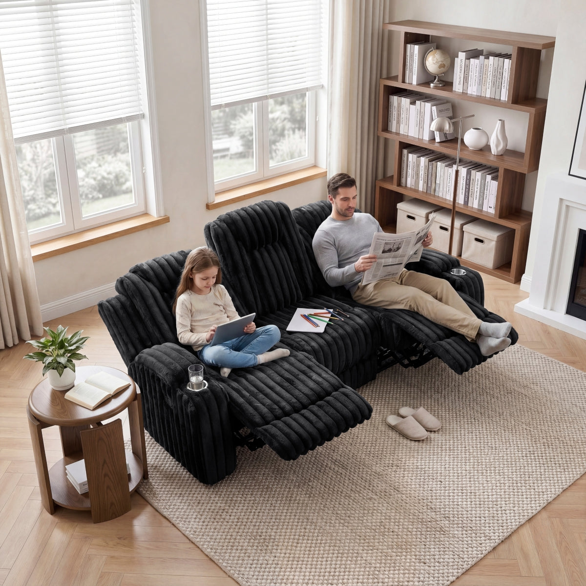 Phyllis Double Reclining Sofa with Cup Holders