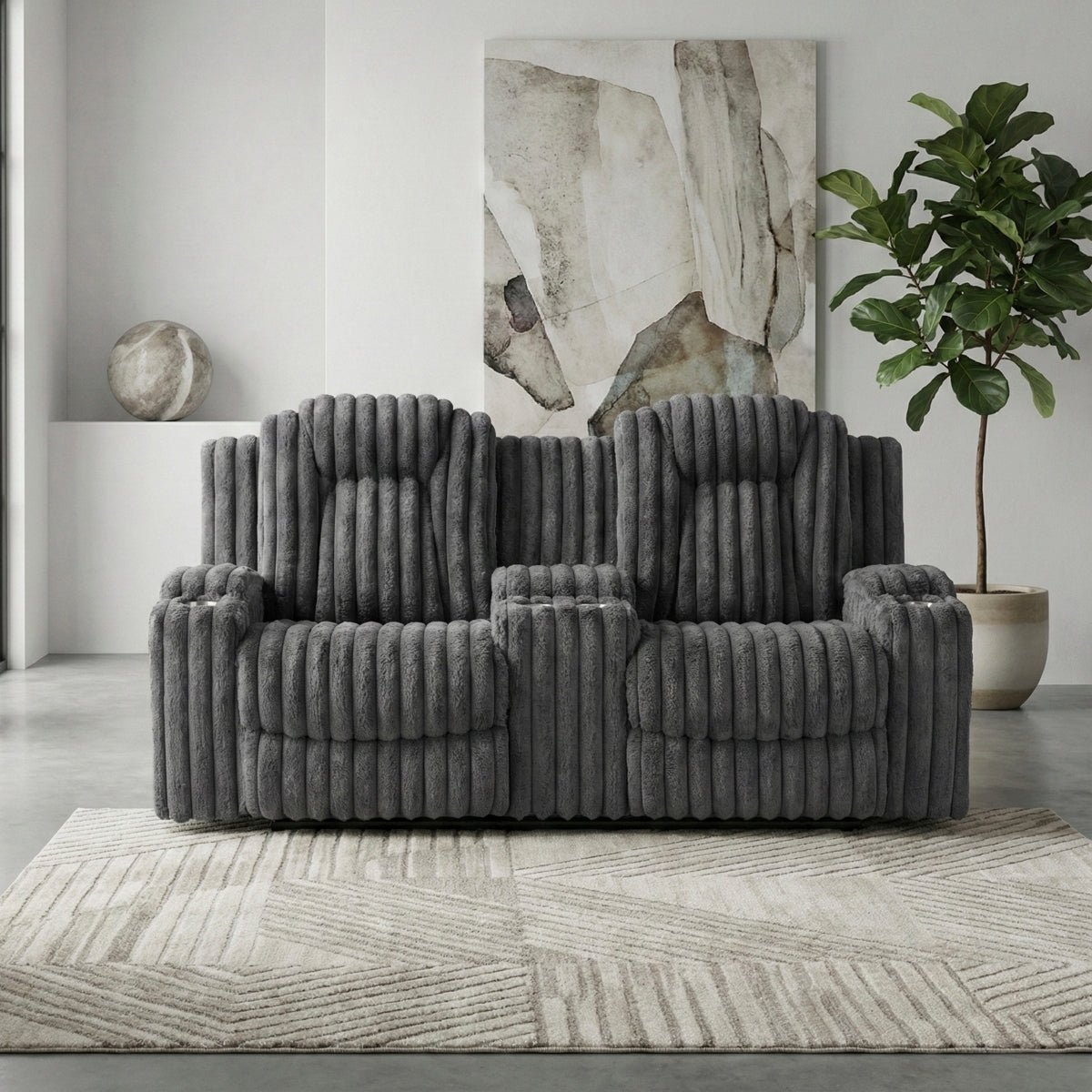 Phyllis Double Reclining Love Seat with Center Console and Cup Holders