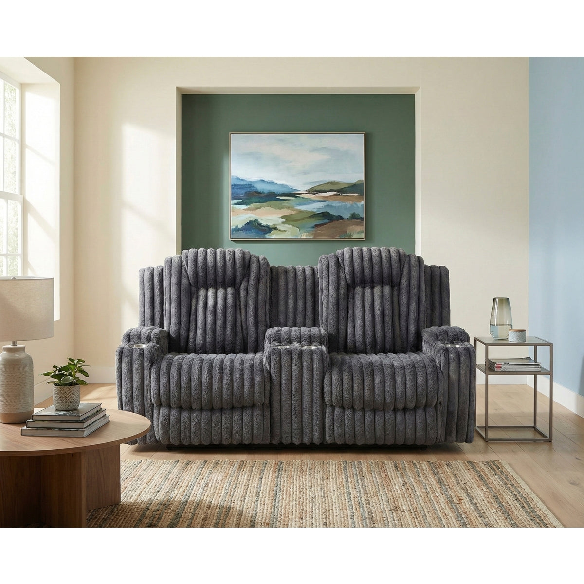 Phyllis Double Reclining Love Seat with Center Console and Cup Holders