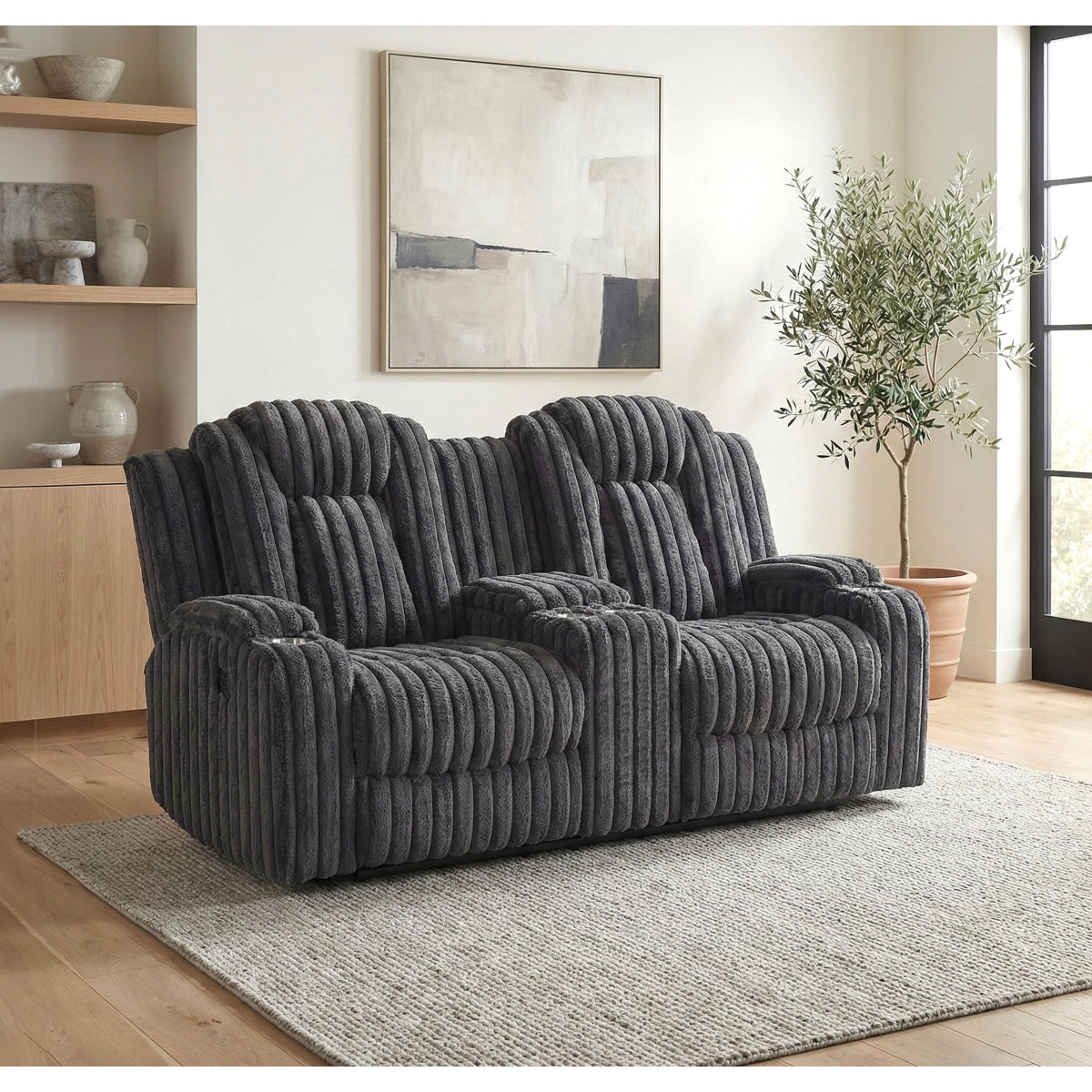 Phyllis Double Reclining Love Seat with Center Console and Cup Holders