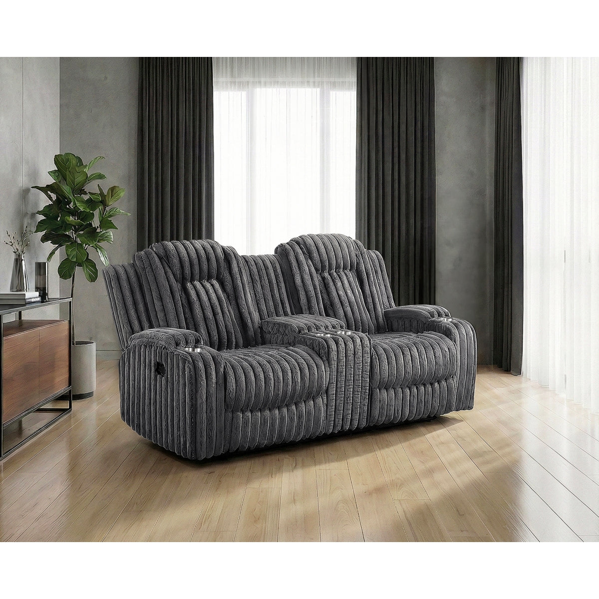 Phyllis Double Reclining Love Seat with Center Console and Cup Holders