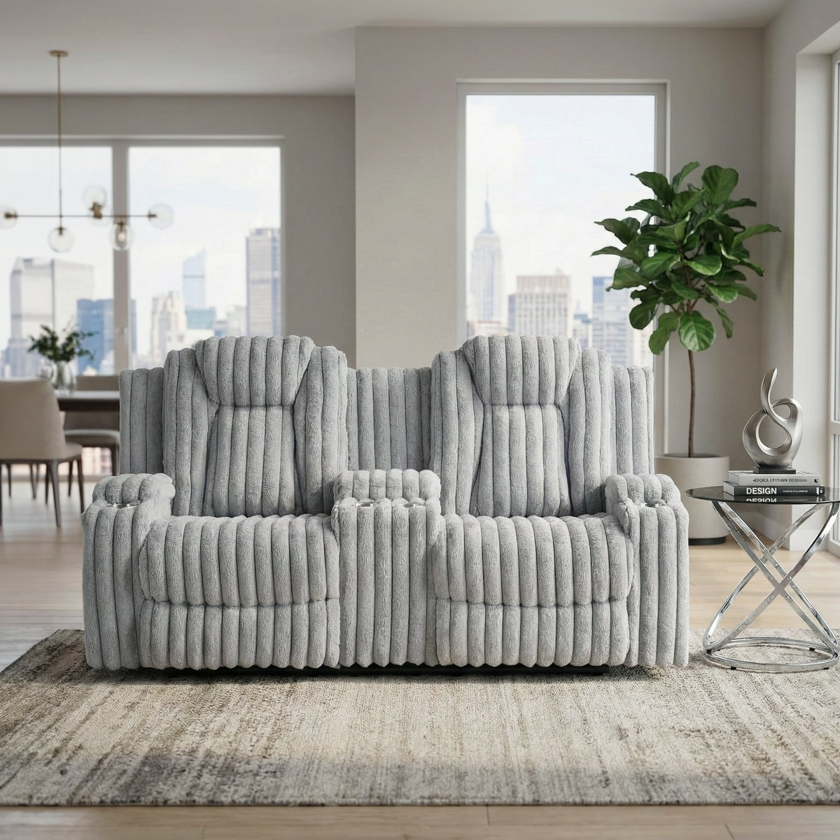 Phyllis Double Reclining Love Seat with Center Console and Cup Holders