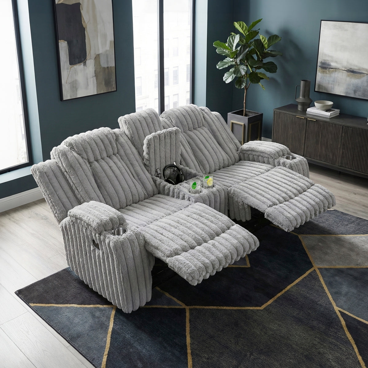 Phyllis Double Reclining Love Seat with Center Console and Cup Holders