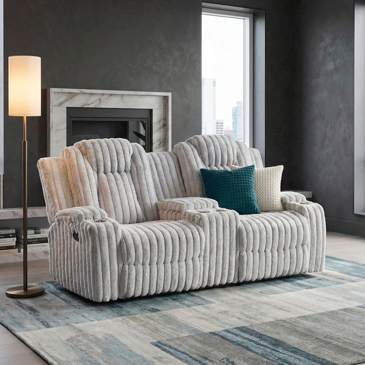 Phyllis Double Reclining Love Seat with Center Console and Cup Holders