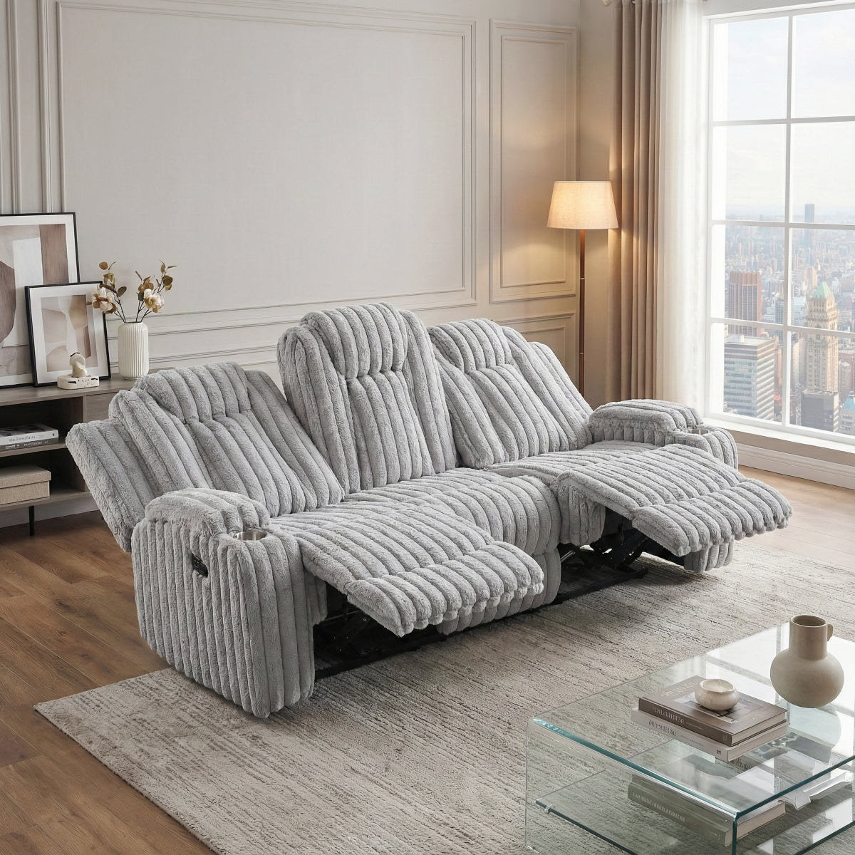 Phyllis Double Reclining Sofa with Cup Holders