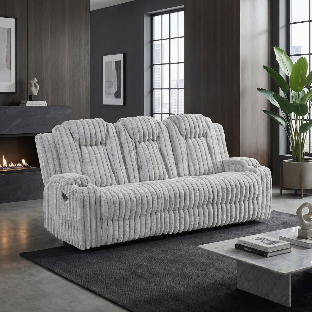 Phyllis Double Reclining Sofa with Cup Holders