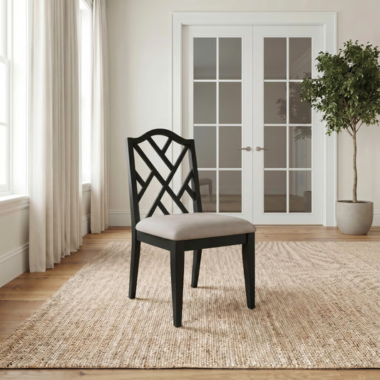 Chesapeake Charm Lattice Back Side Chair (RTA) - Black