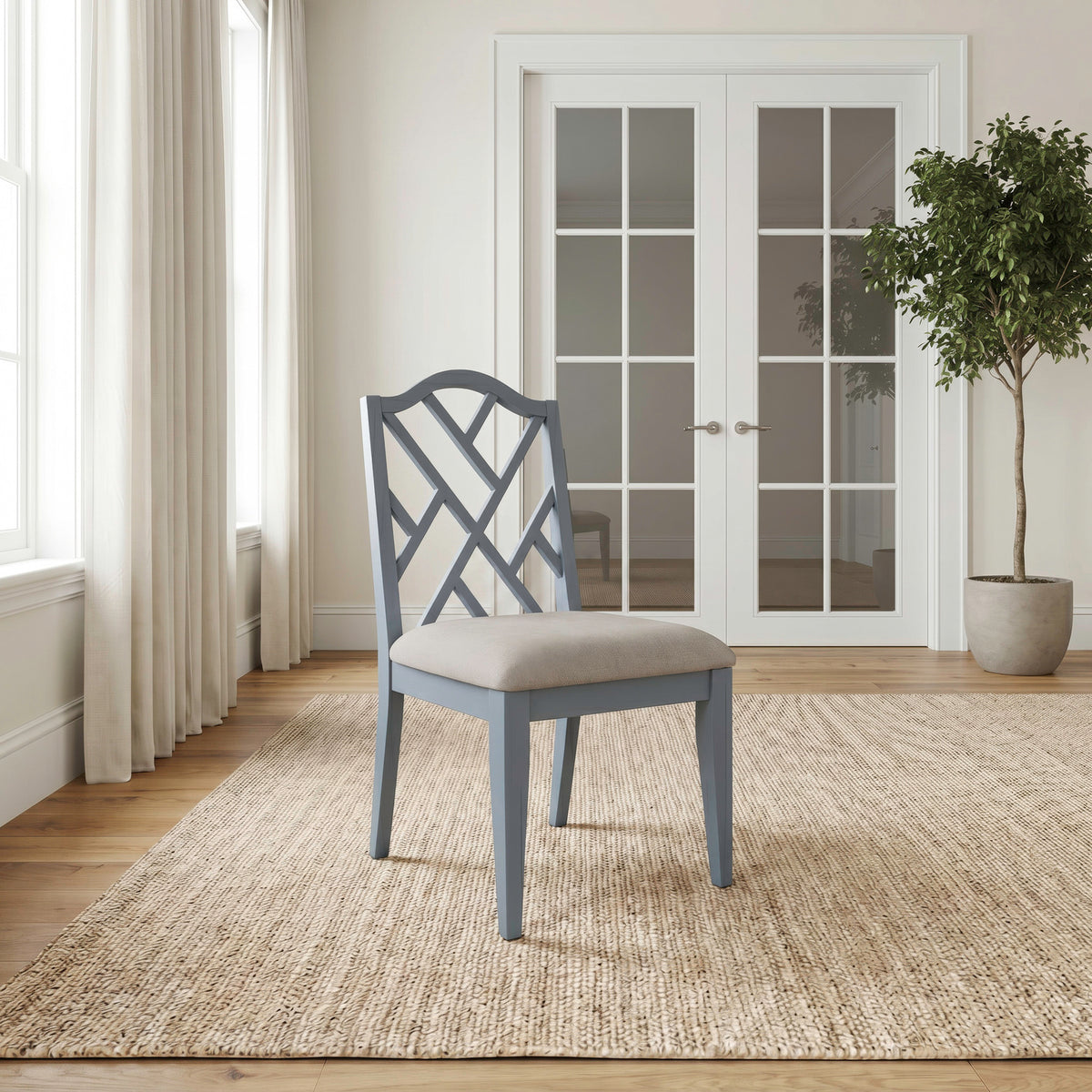 Chesapeake Charm Lattice Back Side Chair (RTA) - Blue