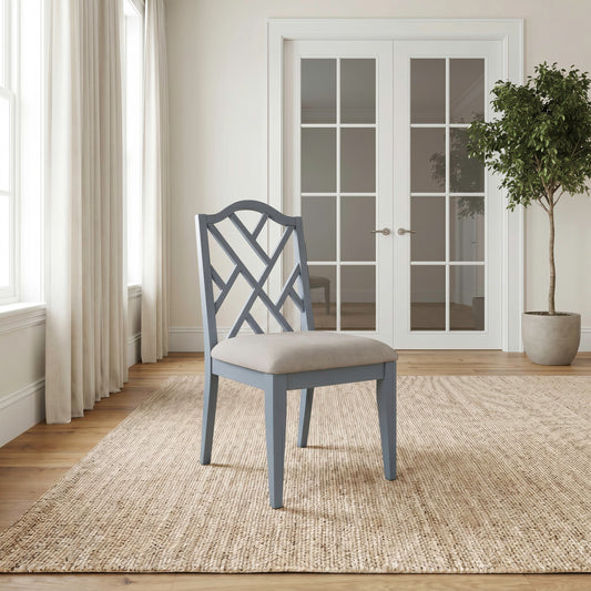 Chesapeake Charm Lattice Back Side Chair (RTA) - Blue