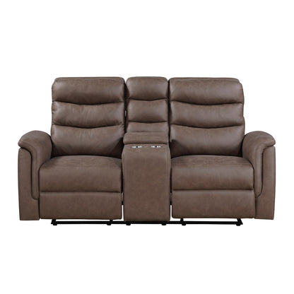 Metric Double Glider Reclining Love Seat with Center Console