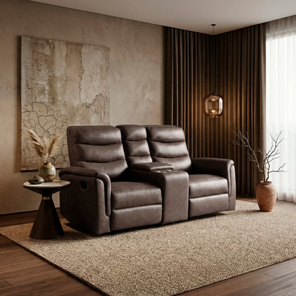 Metric Double Glider Reclining Love Seat with Center Console