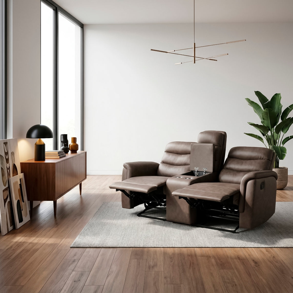 Metric Double Glider Reclining Love Seat with Center Console