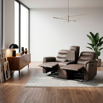 Metric Double Glider Reclining Love Seat with Center Console