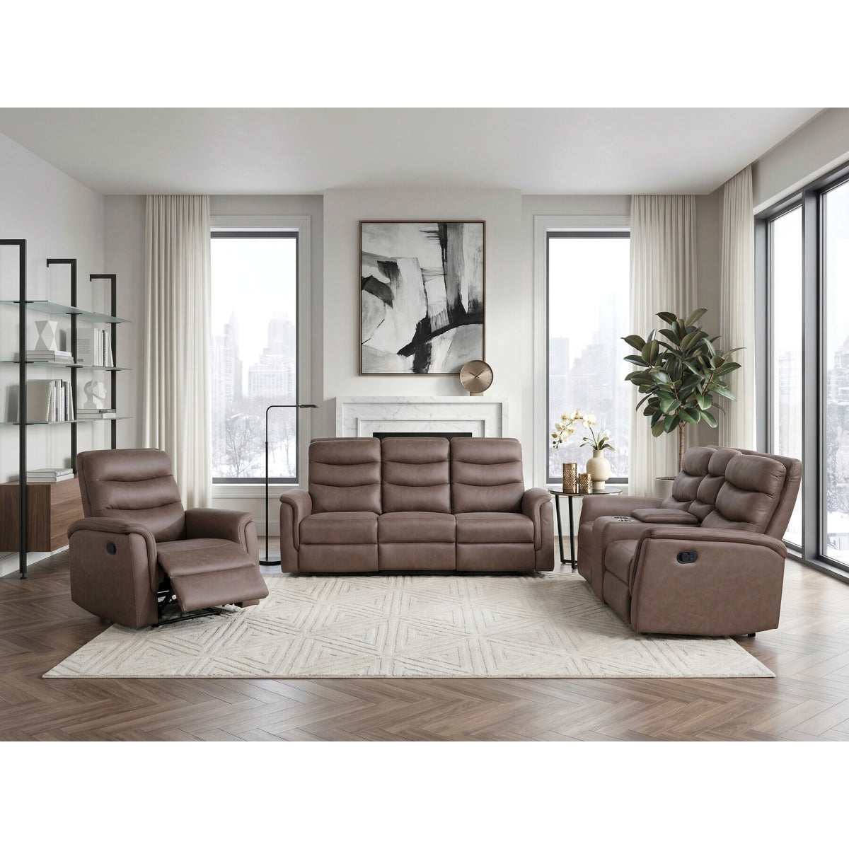 Metric Double Glider Reclining Love Seat with Center Console