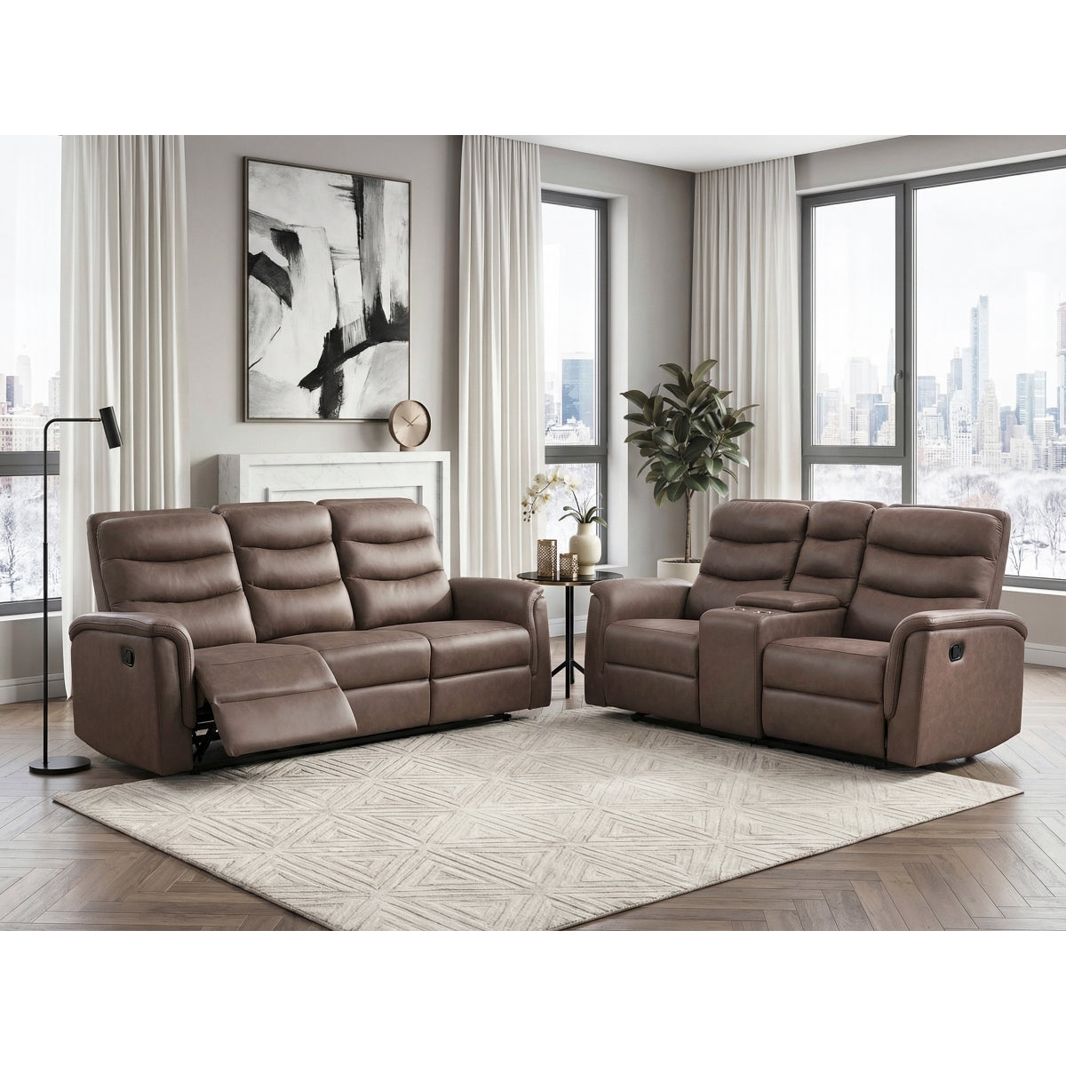 Metric Double Glider Reclining Love Seat with Center Console