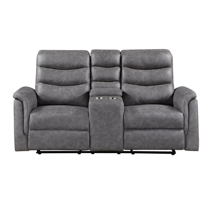 Metric Double Glider Reclining Love Seat with Center Console