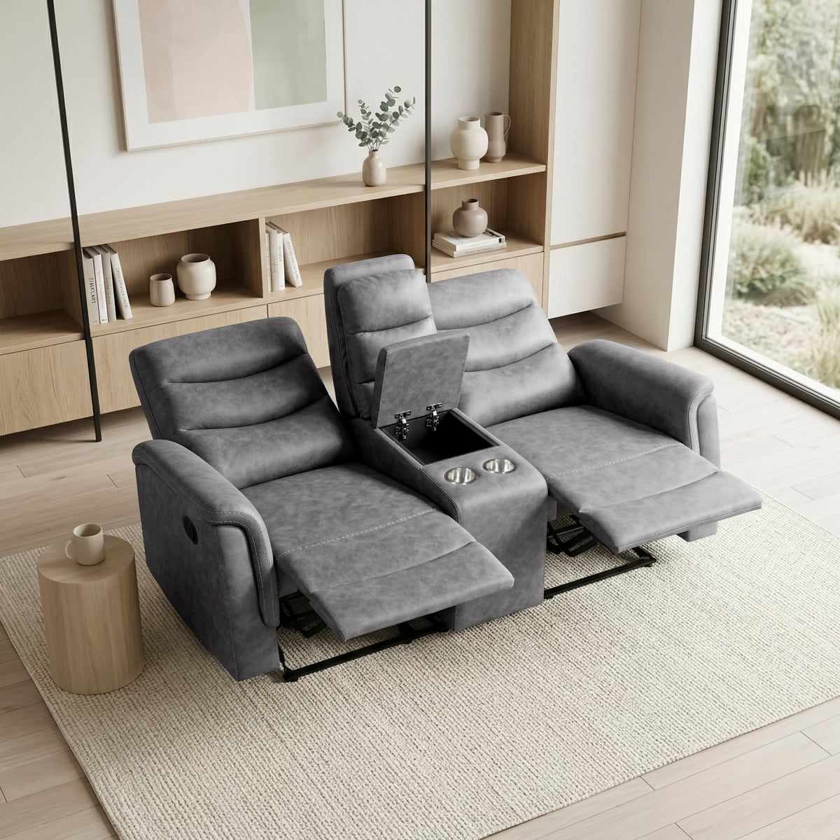 Metric Double Glider Reclining Love Seat with Center Console