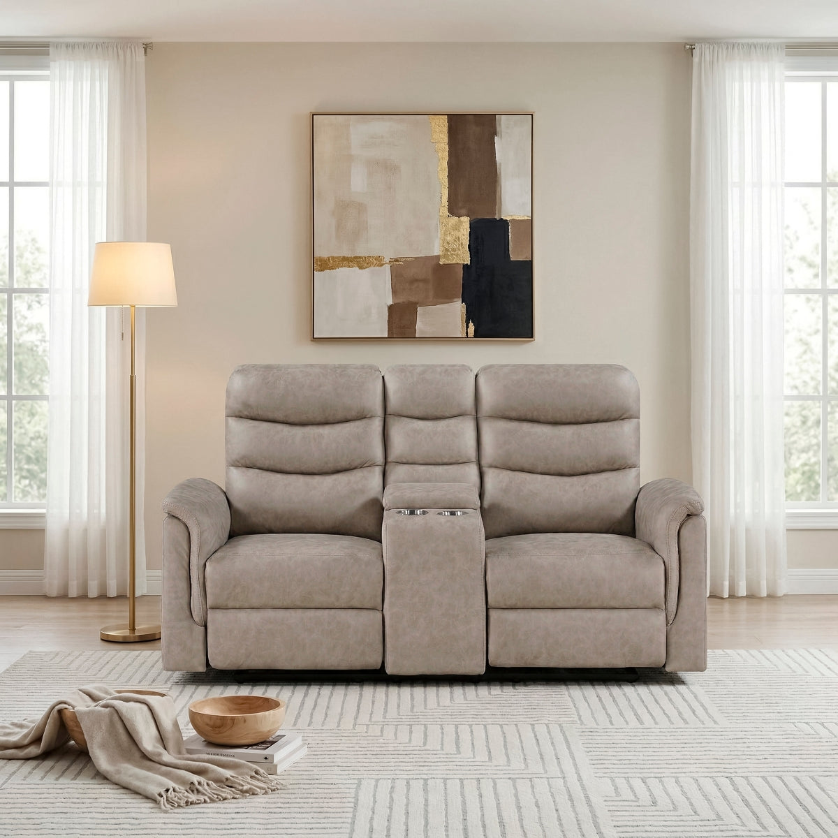 Metric Double Glider Reclining Love Seat with Center Console